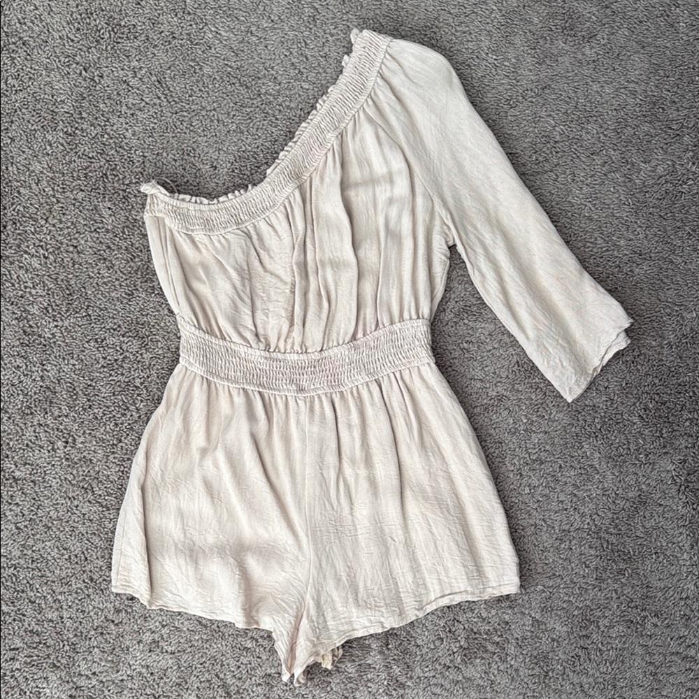 Cream Off-Shoulder Romper